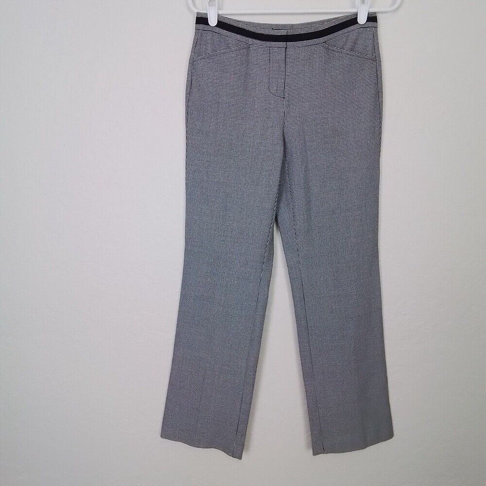 Liz Claiborne‎ Tabitha Pant 2 Petite Black White Herringbone Mid Rise Straight